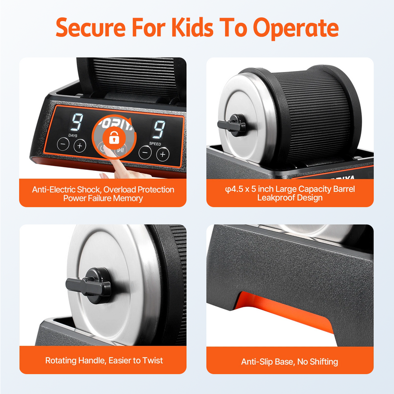 Load image into Gallery viewer, PORIYA Rock Tumbler Machine Kit Rock Polisher 9 Speeds 9-Day Timer with Grits