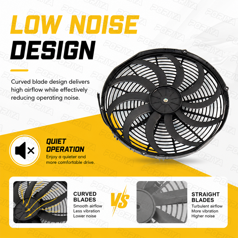 Load image into Gallery viewer, PORIYA 10'' 12" 16" 12V 80W/120W Electric Cooling Radiator Thermo Fan PULL PUSH NEW
