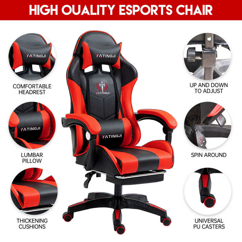 Load image into Gallery viewer, PORIYA Ergonomic Gaming Chair PU Home Office Reclining Computer Chair w/Footrest