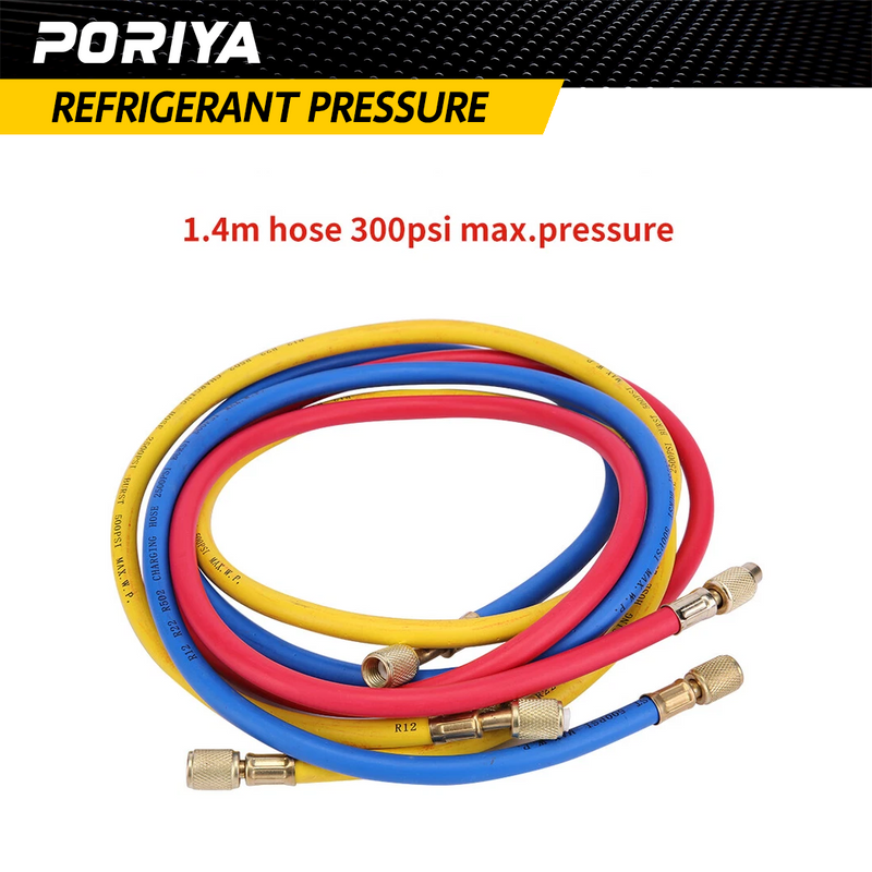 Load image into Gallery viewer, PORIYA Air Conditioner A/C Refrigeration Tools Kit Manifold Gauge Set 5 Feet R134A R12