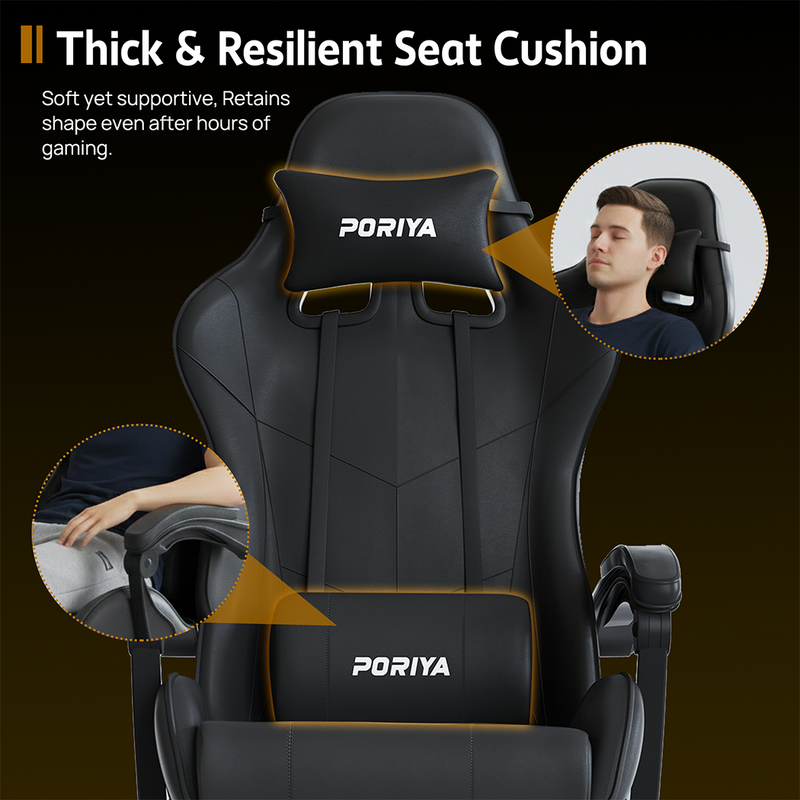 Load image into Gallery viewer, PORIYA Gaming Chair Office Computer Seating Racing PU Executive Massage Racer Recliner