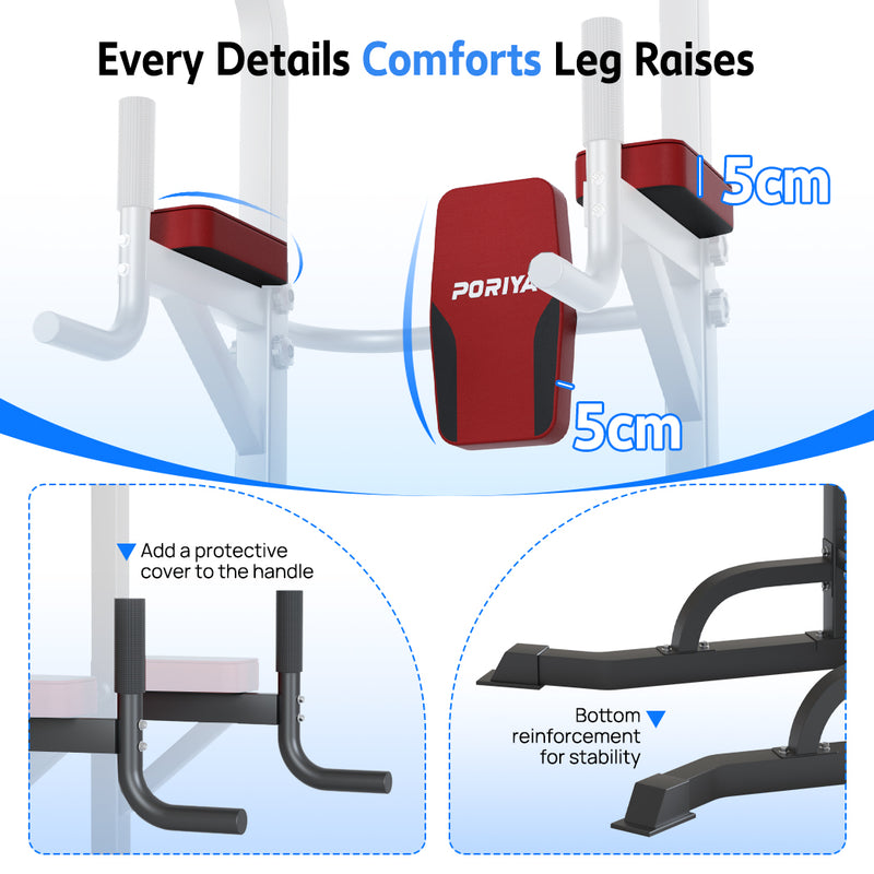 Load image into Gallery viewer, PORIYA Foldable Power Tower Chin Up Station Push Pull Up Bar Knee Raise Weight Dip Gym