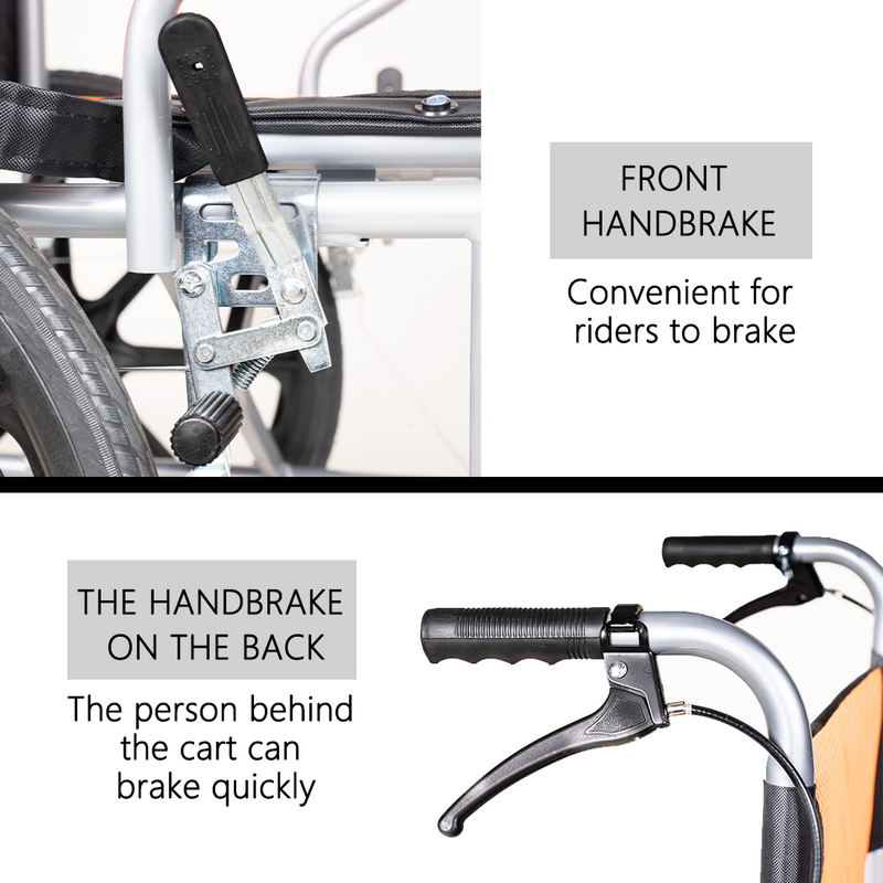 Load image into Gallery viewer, 16" Foldable Wheelchair Park Brakes Lightweight Soft for Elderly and Disabled