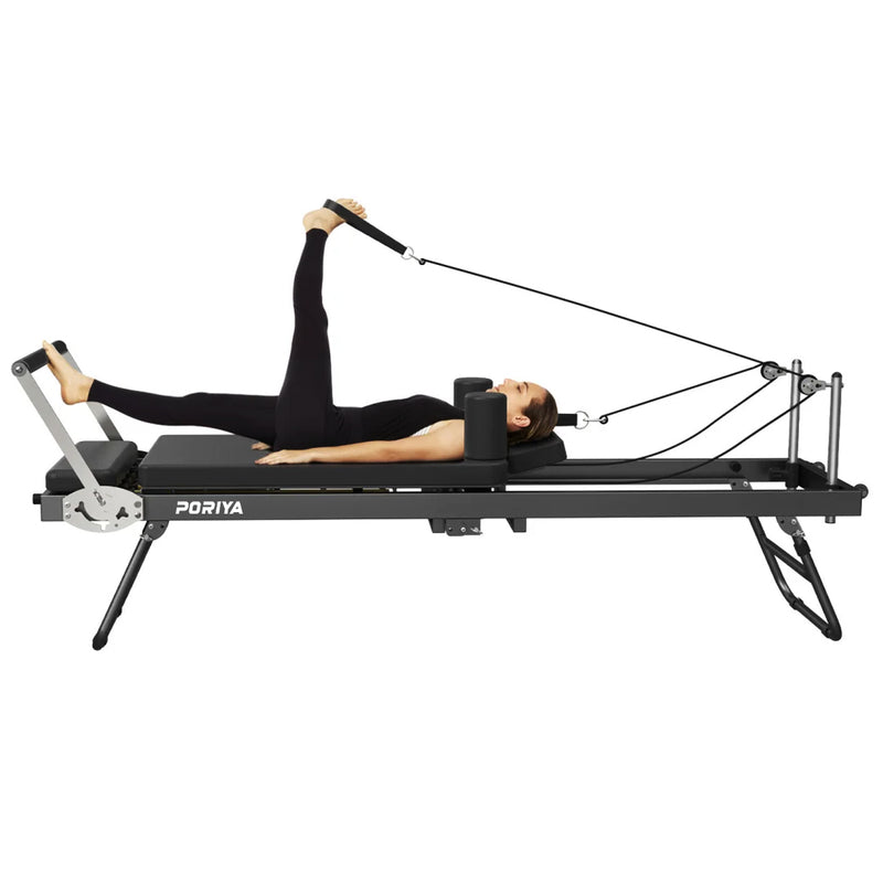 Load image into Gallery viewer, Foldable Pilates Reformer Workout Latex resistance Machine Exercise Yoga Black