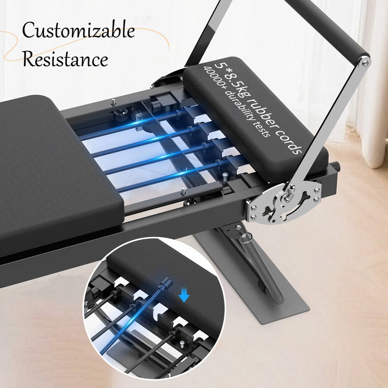 Load image into Gallery viewer, Foldable Pilates Reformer Workout Latex resistance Machine Exercise Yoga Black