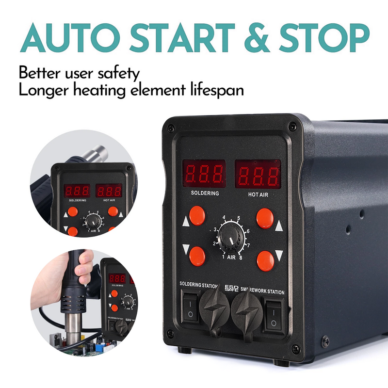 Load image into Gallery viewer, PORIYA 700W Solder Rework Station 2 in 1 Soldering Iron Kit Hot Air Heat Gun station