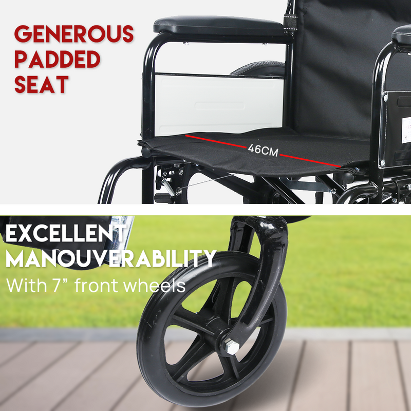 Load image into Gallery viewer, 24 Inch Wheelchair Manual Folding Wheel Chair Portable Foldable for Elderly