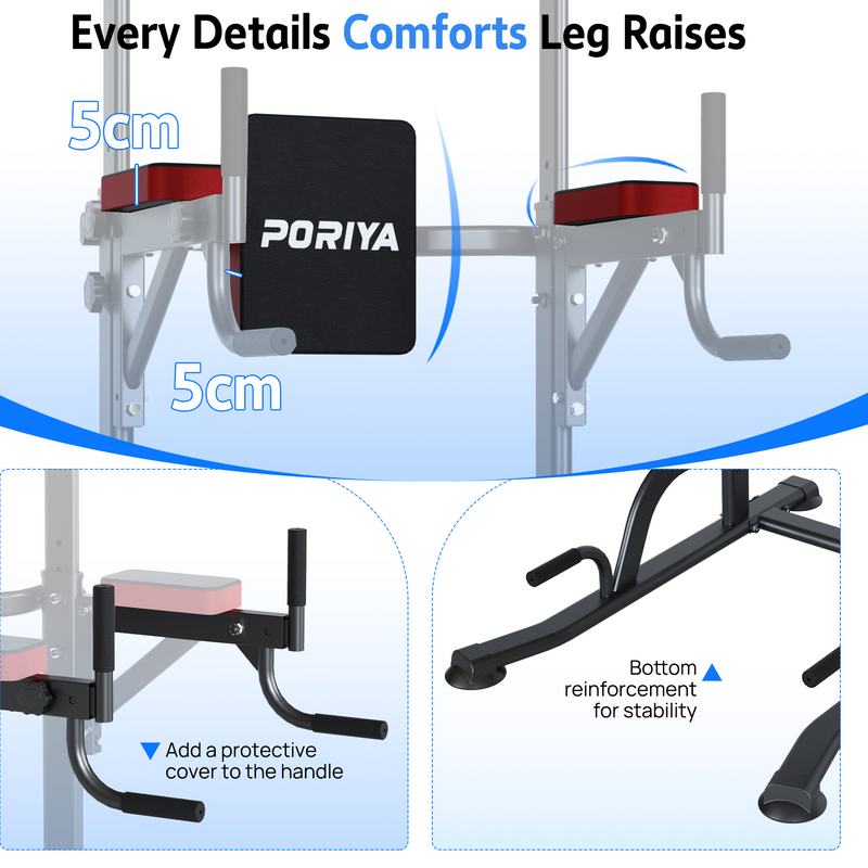 Load image into Gallery viewer, PORIYA Foldable Power Tower Chin Up Station Push Pull Up Bar Knee Raise Weight Dip Gym