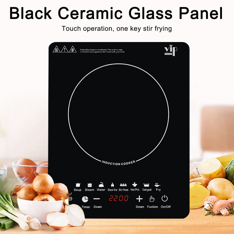 Load image into Gallery viewer, PORIYA 2200W Electric Induction Cooktop Portable Ceramic Glass Cook Top Kitchen Cooker