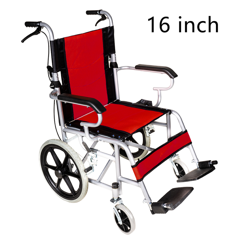 Load image into Gallery viewer, 16" Foldable Wheelchair Park Brakes Lightweight Soft for Elderly and Disabled
