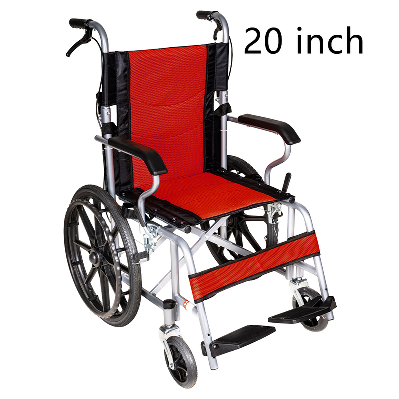 Load image into Gallery viewer, 20" Foldable Wheelchair Park Brakes Lightweight Soft for Elderly and Disabled