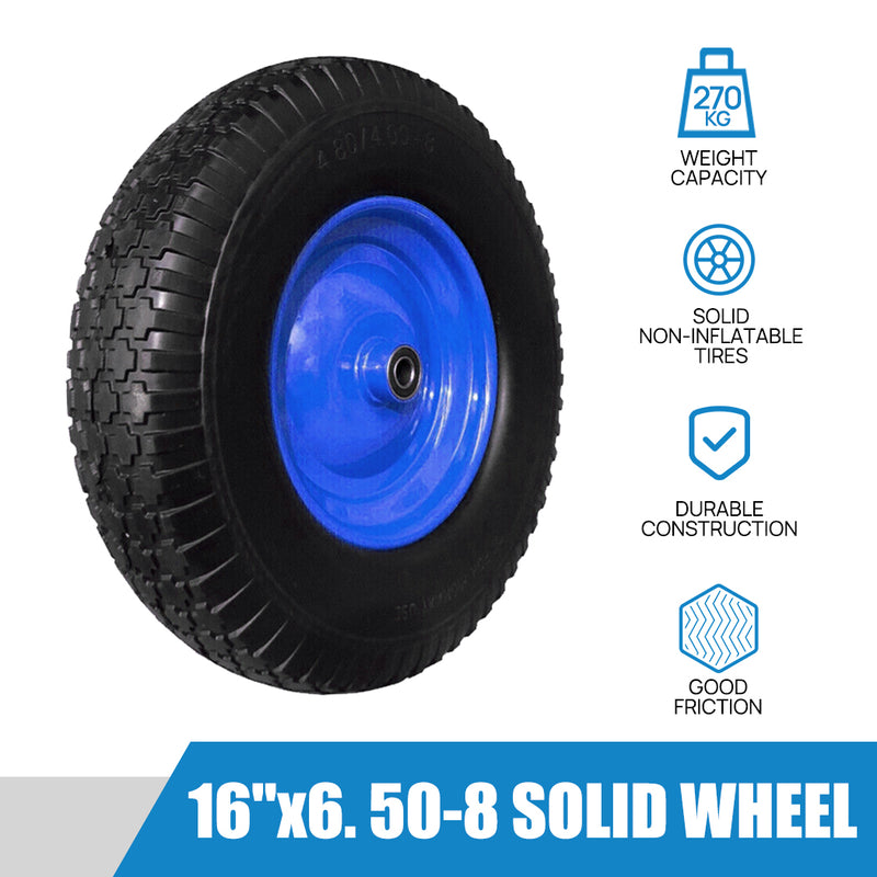 Load image into Gallery viewer, PORIYA 16" SOLID TYRE WHEELBARROW WHEELS FLAT FREE PUNCTURE PROOF 25mm Bore 6.5"-8"