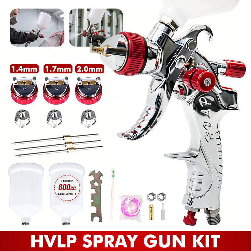 Load image into Gallery viewer, PORIYA Spray Gun Paint Gun Kit HVLP Gravity Feed Air 1.4mm 1.7mm 2mm 3Tips