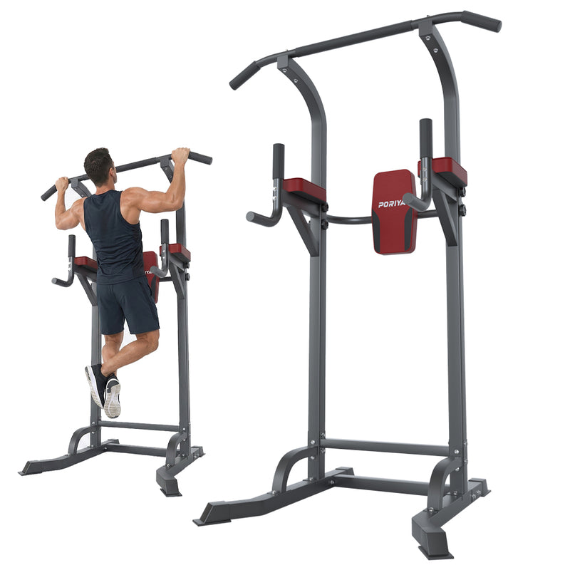 Load image into Gallery viewer, PORIYA Foldable Power Tower Chin Up Station Push Pull Up Bar Knee Raise Weight Dip Gym