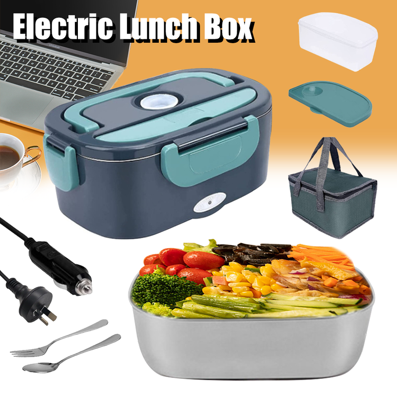 Load image into Gallery viewer, PORIYA 2 in1 Home Car Electric Lunch Box Stainless Steel Food Heating Bento Box