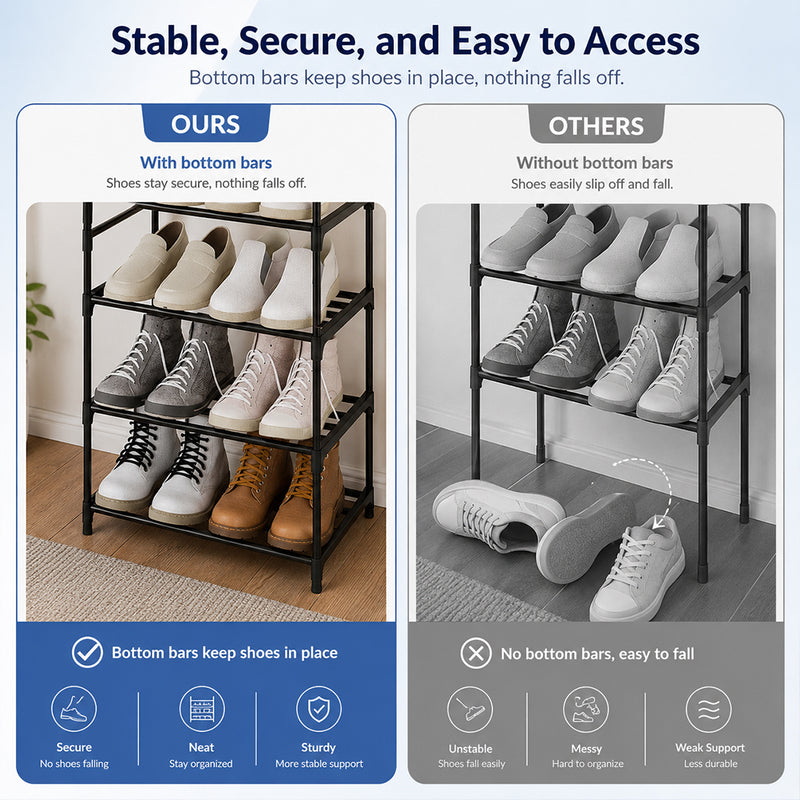 Load image into Gallery viewer, PORIYA 20/50 Pairs 10-Tier Shoe Rack Storage Shelf Metal Frame Stackable Shoe Organizer