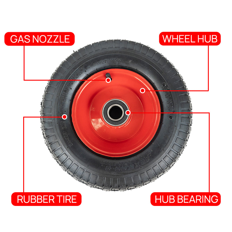 Load image into Gallery viewer, PORIYA 16" SOLID TYRE WHEELBARROW WHEELS FLAT FREE PUNCTURE PROOF 25mm Bore 6.5"-8"