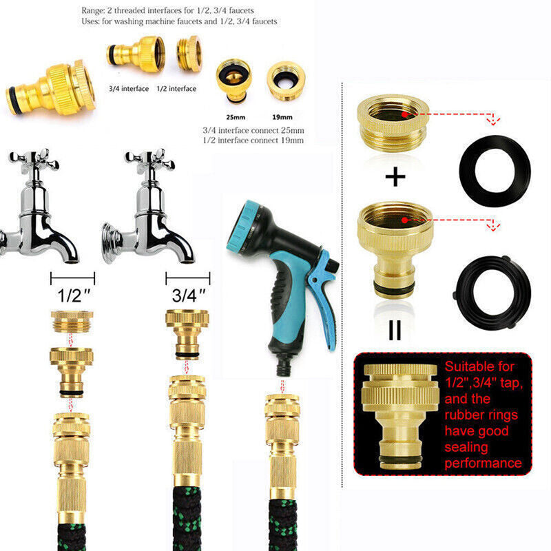 Load image into Gallery viewer, 25-100FT Flexible Expandable Garden Water Hose Pipe Car Wash W/ Spray Nozzle Gun