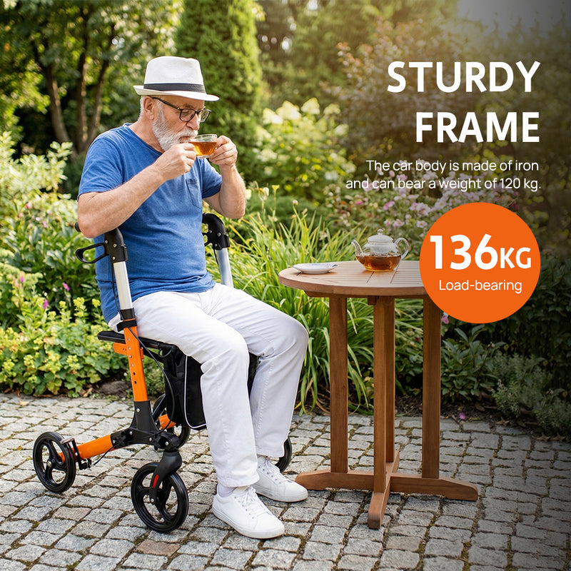 Load image into Gallery viewer, Rollator Walker Aluminium Foldable Walking Frame Mobility Aid Rollator 4 Wheels