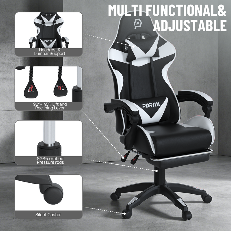 Load image into Gallery viewer, PORIYA Gaming Chair Home Office Computer Seat Racing PU Executive Recliner Chair