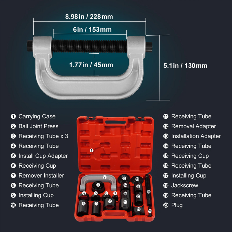Load image into Gallery viewer, PORIYA 21pcs Ball Joint Press Kit C-press Ball Joint Tools Automotive Repair Kit