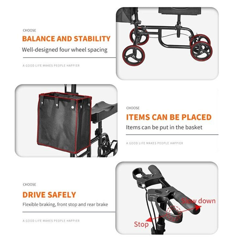 Load image into Gallery viewer, PORIYA Foldable Knee Walker Scooter Mobility Alternative Crutches Wheelchair w/ Basket