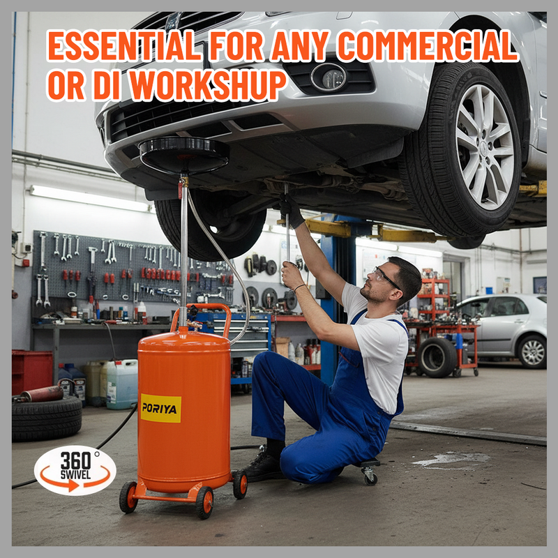 Load image into Gallery viewer, PORIYA 80L Waste Oil Drainer Fluid Change Tank Oil Drain Container Air Operated Mobile