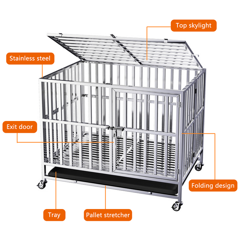 Load image into Gallery viewer, PORIYA 37" 30" Dog Cage Crate Large Kennel Pet Cage Cat Puppy Foldable Metal Cage