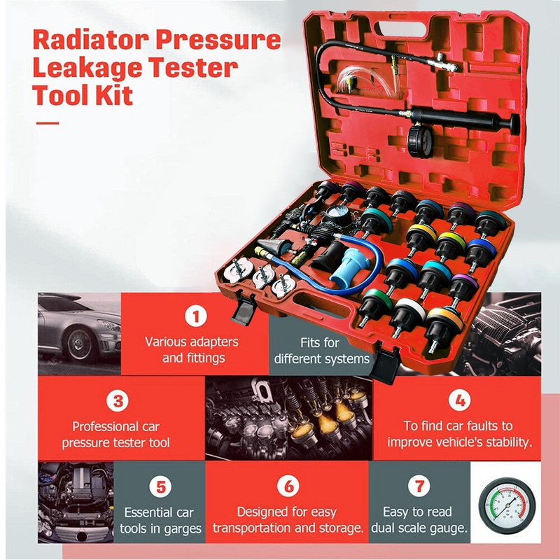 Load image into Gallery viewer, PORIYA 28PCS Universal Radiator Pressure Tester Vacuum Type Cooling System Refill Kit