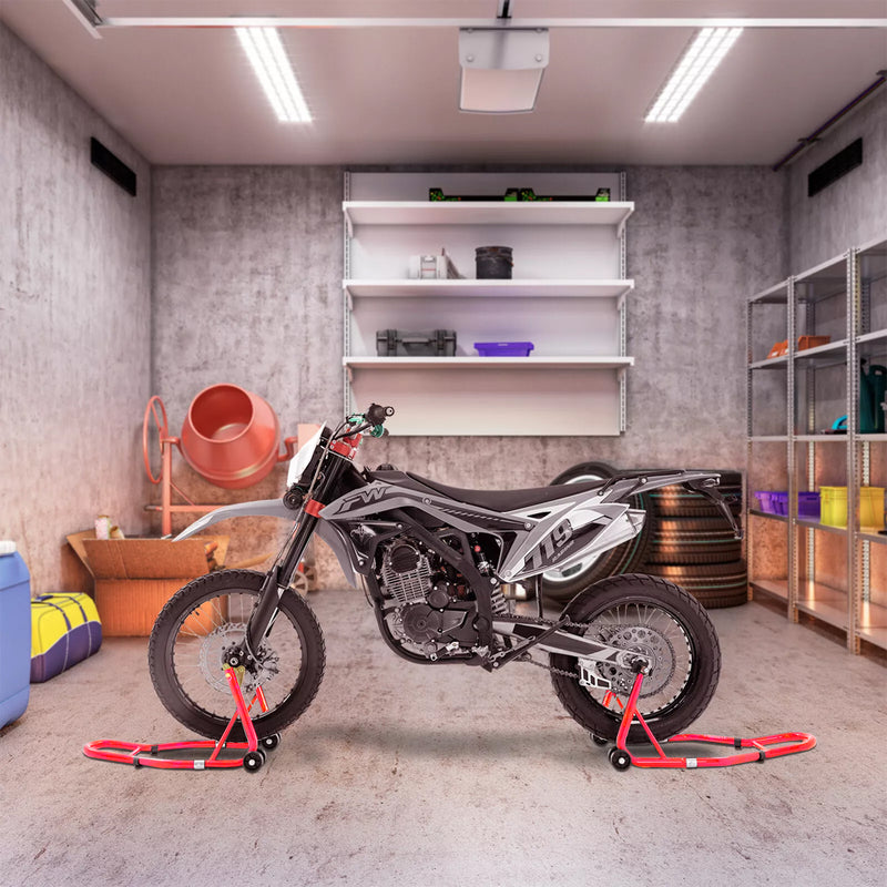 Load image into Gallery viewer, PORIYA 1100lbs Motorbike Dolly Motorcycle Front Wheel Stand and Rear Wheel Stand 2PC