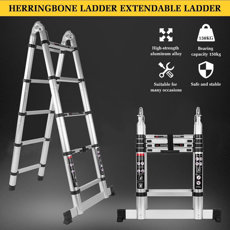 Load image into Gallery viewer, PORIYA 3.2/3.8/4.4/5M Telescopic Aluminium Ladder Extension Extendable Step Folding
