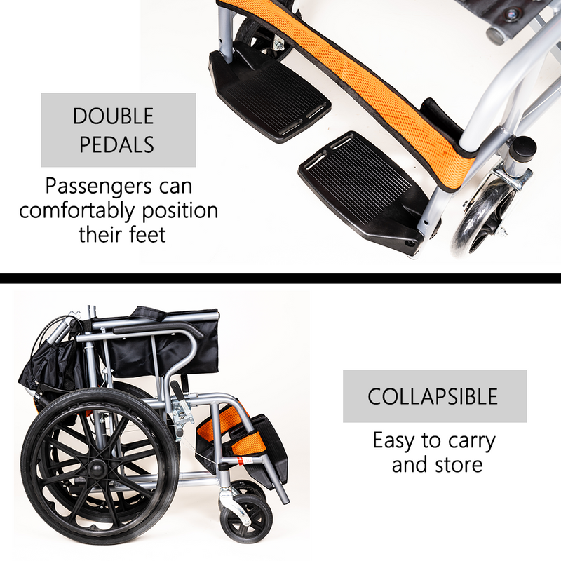 Load image into Gallery viewer, PORIYA 16" Foldable Wheelchair Park Brakes Lightweight Soft for Elderly and Disabled