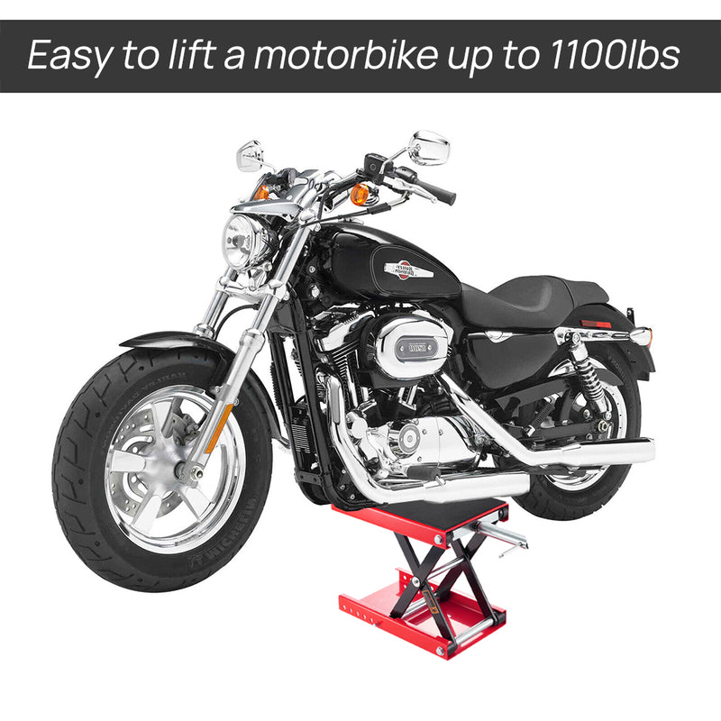 Load image into Gallery viewer, PORIYA 1100lb Motorcycle Scissor Lift Stand 500KG Motorbike Lift Working Bench ATV Jack