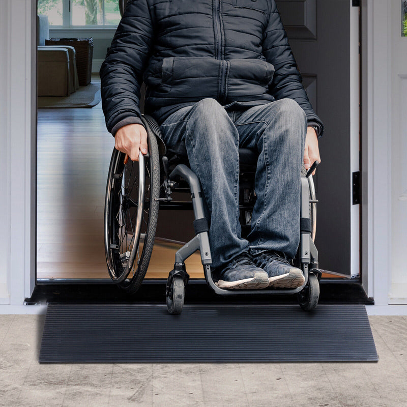 Load image into Gallery viewer, PORIYA Rubber Curb Ramp 90x20x4cm Cuttable Threshold Ramp Kerb Driveway Threshold Ramp