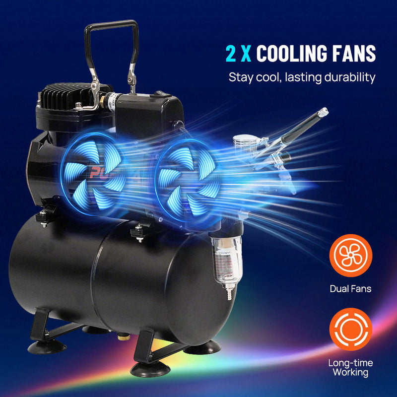 Load image into Gallery viewer, PORIYA Airbrush Compressor W/ 3L Air Tank Dual Action Paint Airbrush Spray Gun Nail Set