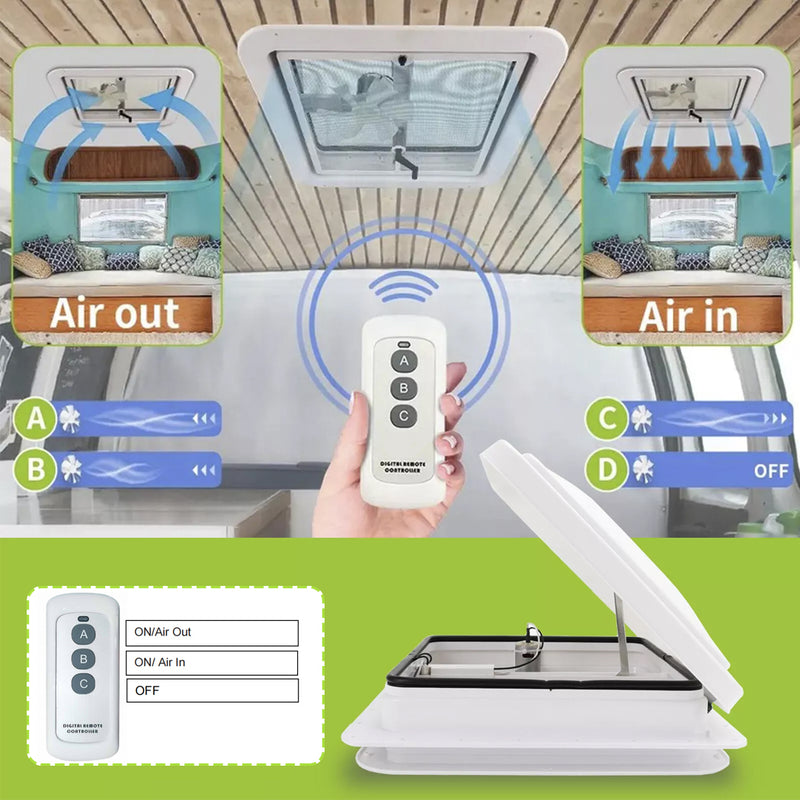 Load image into Gallery viewer, PORIYA Caravan Roof Vent 12V Fan RV Shower Hatch 355x355mm Flyscreen Motor Home