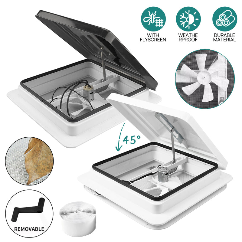 Load image into Gallery viewer, PORIYA Caravan Roof Vent 12V Fan RV Shower Hatch 355x355mm Flyscreen Motor Home