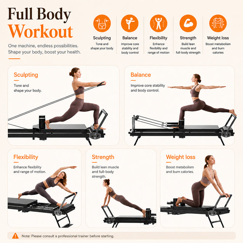 Load image into Gallery viewer, PORIYA Foldable Reformer Pilates Home Gym Use Foldable Design AU Stock