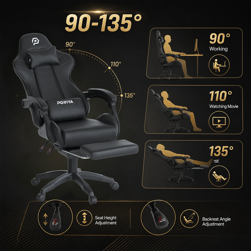 Load image into Gallery viewer, PORIYA Gaming Chair Home Office Computer Seat Racing PU Executive Recliner Chair