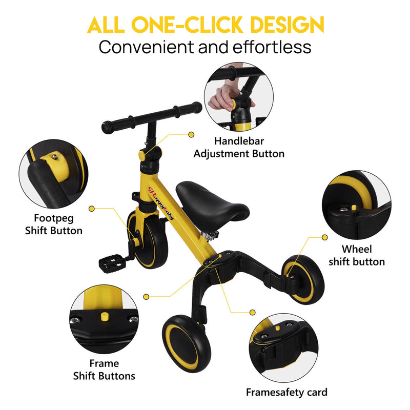 Load image into Gallery viewer, PORIYA 3 in1 Toddler Kid Ride on Toy Balance Bike Scooter Tricycle 1.5-4 Years Push Car
