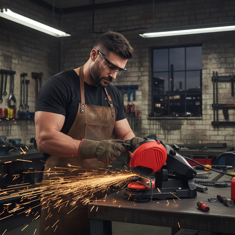 Load image into Gallery viewer, PORIYA Chainsaw Sharpener Electric Chain Blade Sharpening Saw Grinder Bench Tool