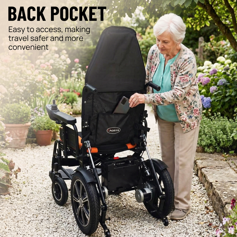 Load image into Gallery viewer, PORIYA Electric Wheelchair Foldable Long Range Recline Wheelchair w/ Headrest