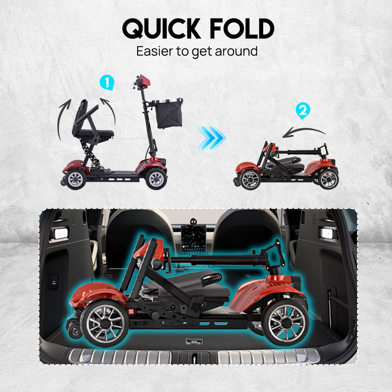 Load image into Gallery viewer, Portable Electric Mobility Scooter Motorised 4 Wheel Folding Scooter 35KM Range
