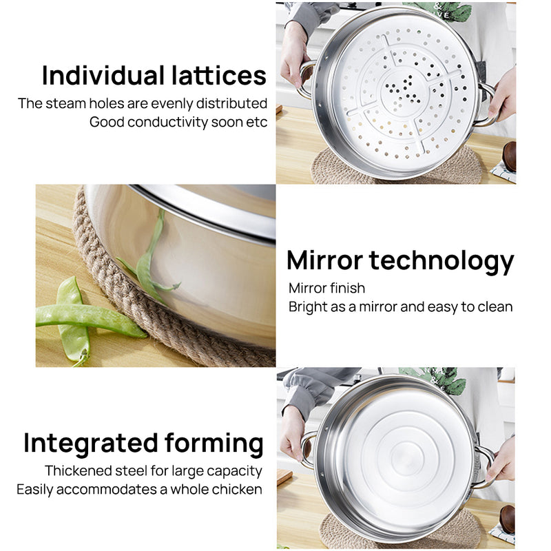 Load image into Gallery viewer, PORIYA 3/4 Tier Stainless Steel Steamer Meat Vegetable Pot Steaming Cookware Kitchen