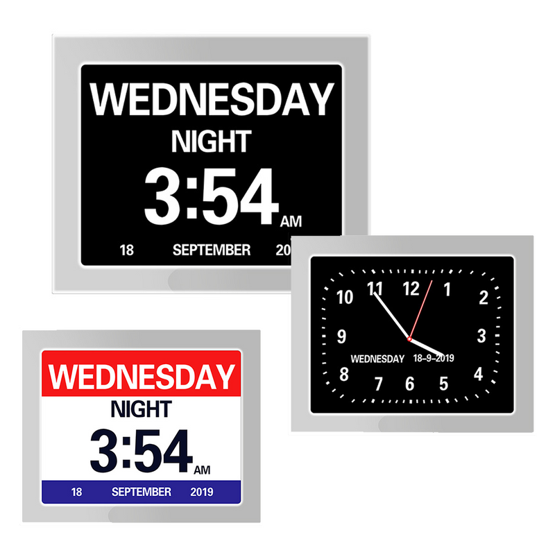 Load image into Gallery viewer, PORIYA 7/8‘’LED Dementia Digital Calendar Clock Alarm Day/Week/Month/Year Extra Large