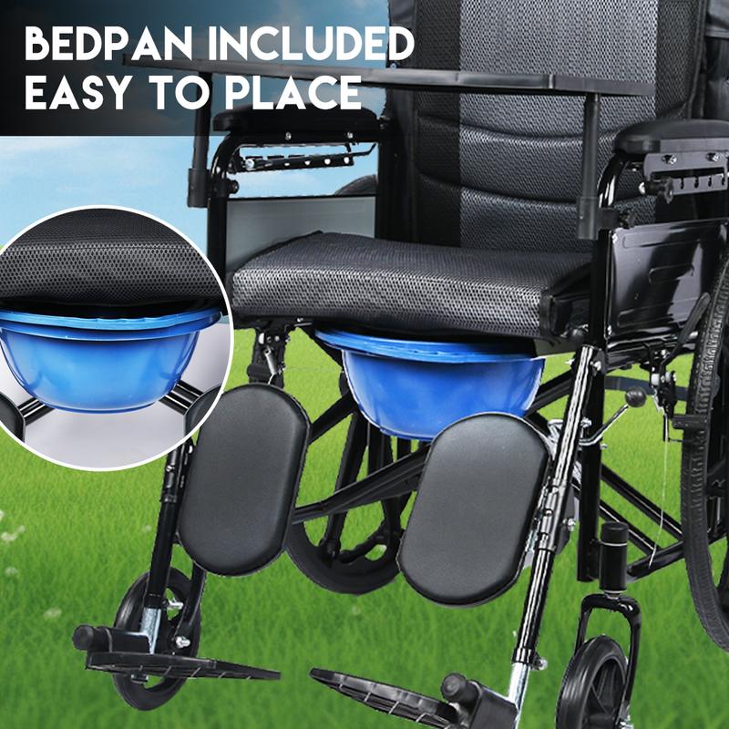 Load image into Gallery viewer, PORIYA 24" Lightweight Foldable Wheelchair 6-Level Recline w/ Dining table Safety Belt
