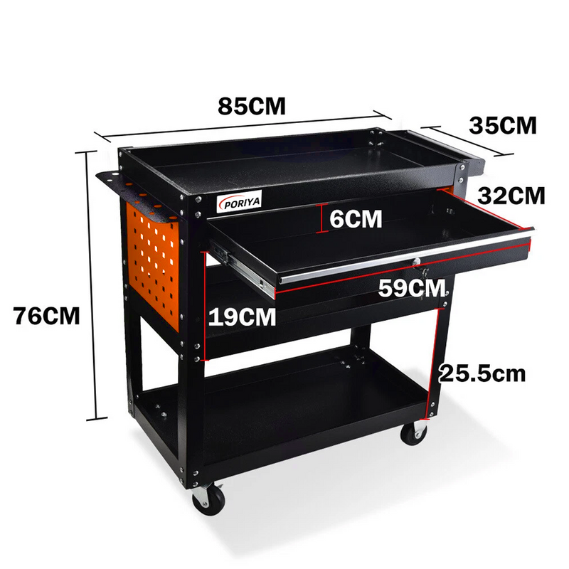 Load image into Gallery viewer, PORIYA Tool Trolley Cart Workshop Trolly on Wheels Work Mechanic Mobile Drawer