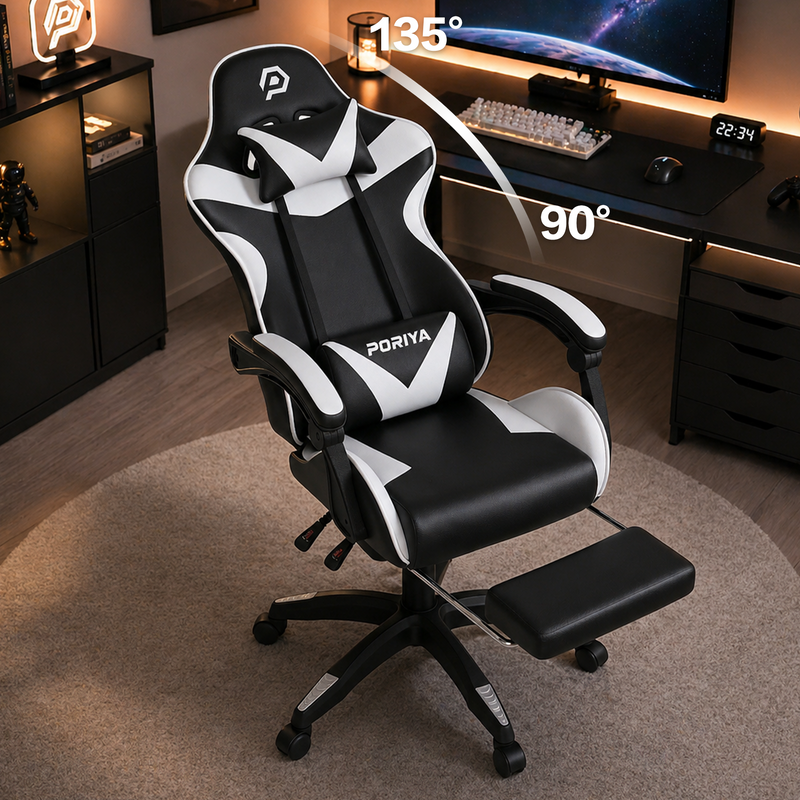 Load image into Gallery viewer, PORIYA Gaming Chair Home Office Computer Seat Racing PU Executive Recliner Chair
