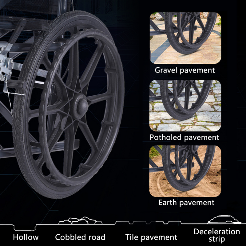 Load image into Gallery viewer, 20" Foldable Wheelchair Park Brakes Lightweight Armrest Free Flip for Elderly