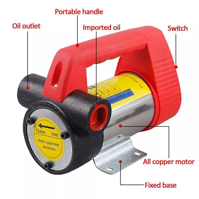 Load image into Gallery viewer, PORIYA 12V Diesel Transfer Pump Extractor Oil Fuel Electric Bowser Auto Car DC 45L/min